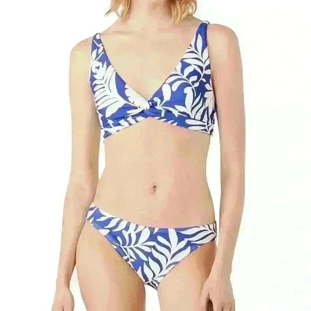 🆕 NWT-Kate Spade Fern Foliage Classic Hipster Bikini Bottom U Neck Top Small